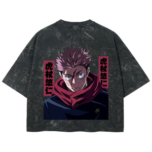 Playera streetwear premium de anime y gaming ExtraLife MX, corte boxy deluxe mineral wash heavyweight en color Acid Wash, moda urbana mexicana de culto.