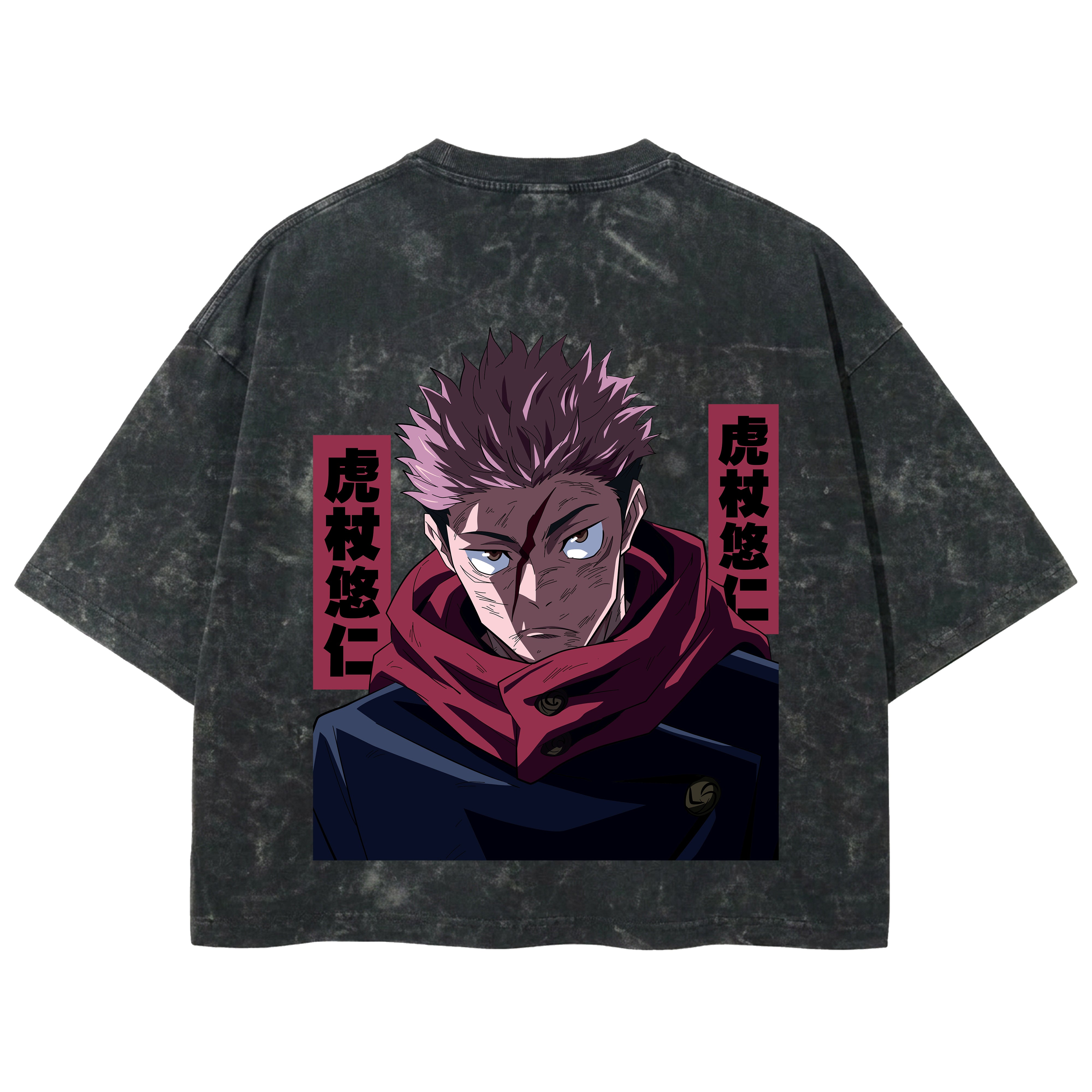 Playera streetwear premium de anime y gaming ExtraLife MX, corte boxy deluxe mineral wash heavyweight en color Acid Wash, moda urbana mexicana de culto.