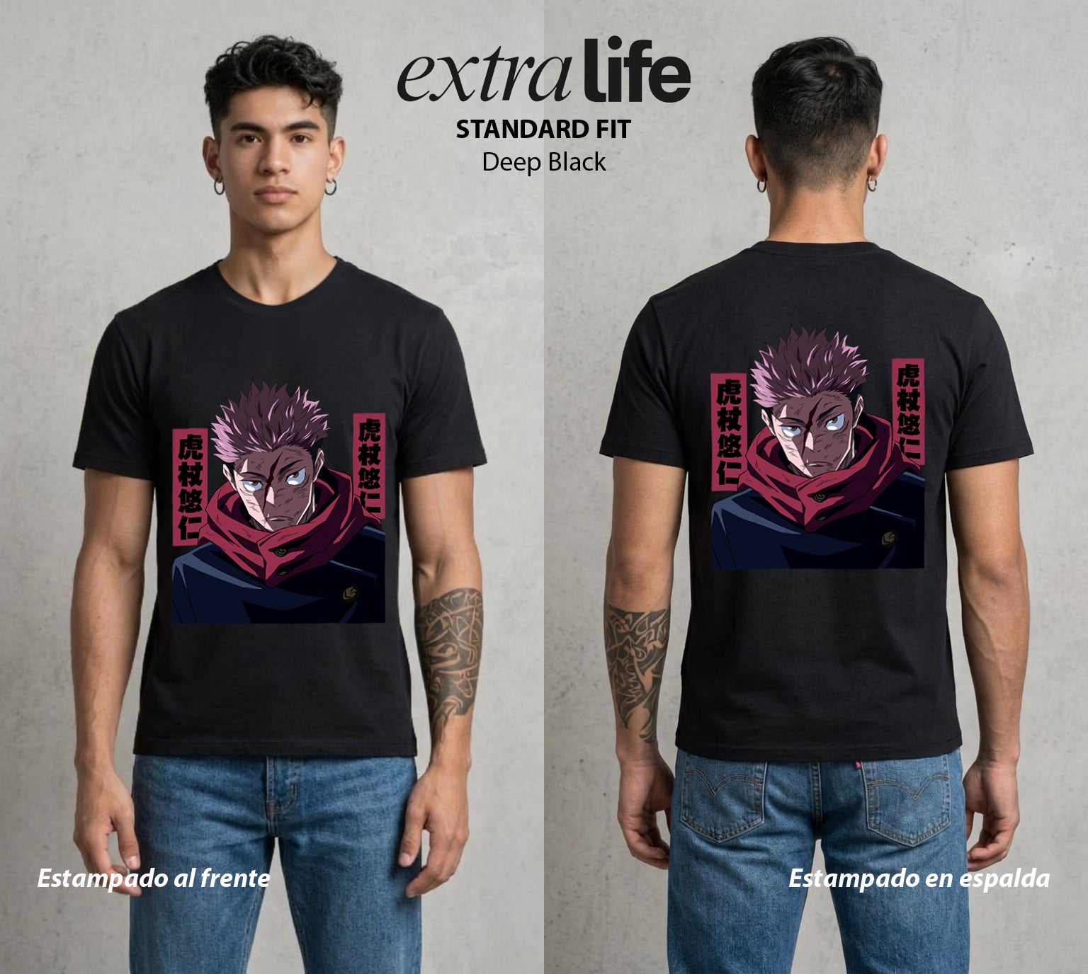 El Arte de las Maldiciones | Fuerza de Voluntad #01965 - Playera Standard Fit | Deep Black - Foto en modelo