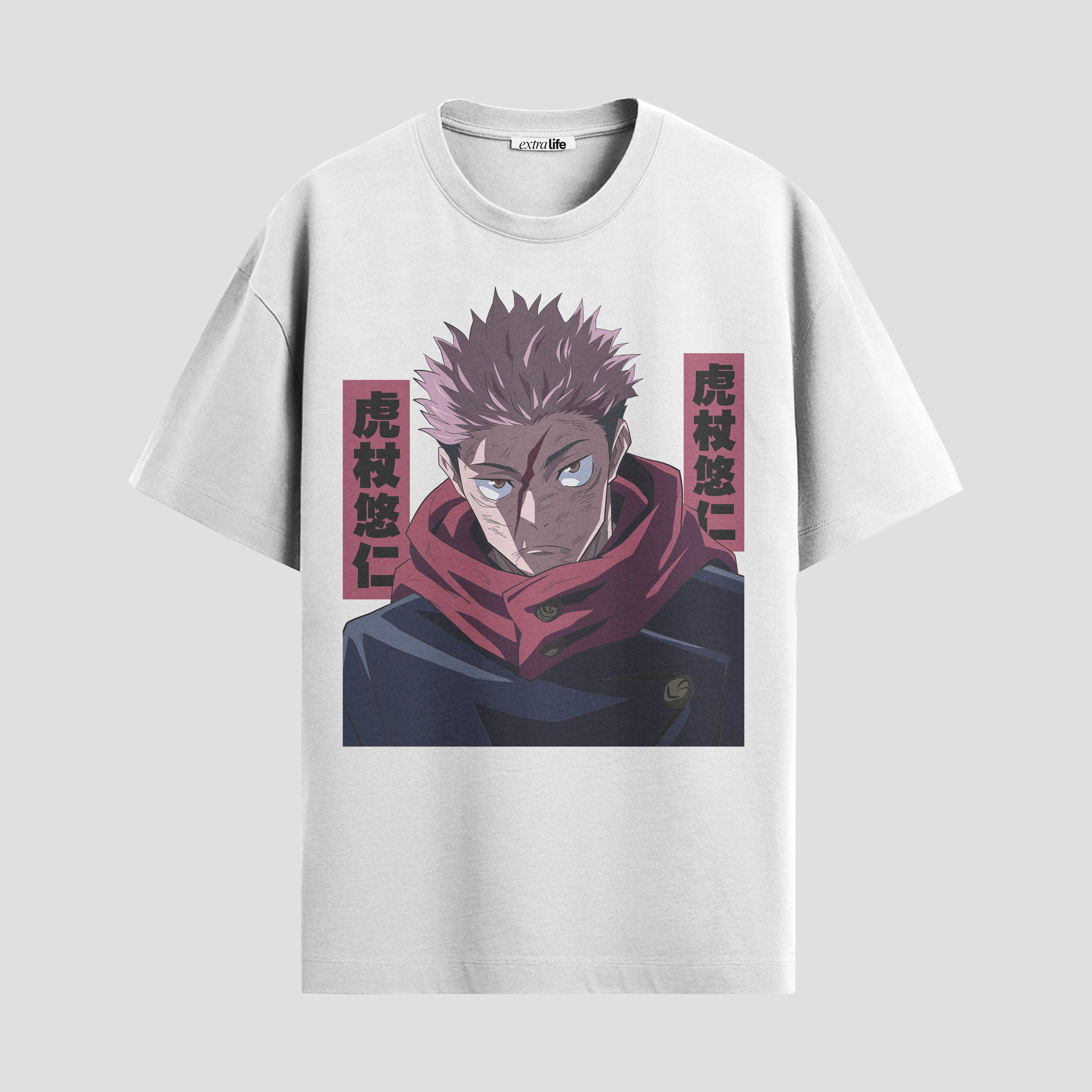 Playera urbana de anime y gaming ExtraLife MX, corte Standard Fit unisex ligero y transpirable en color Deep Black y Pure White, ropa de uso diario para gym y casual.