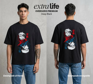 El Arte de las Maldiciones | El Corazon del Poder #01966 - Playera Oversized Premium | Deep Black - Foto en modelo