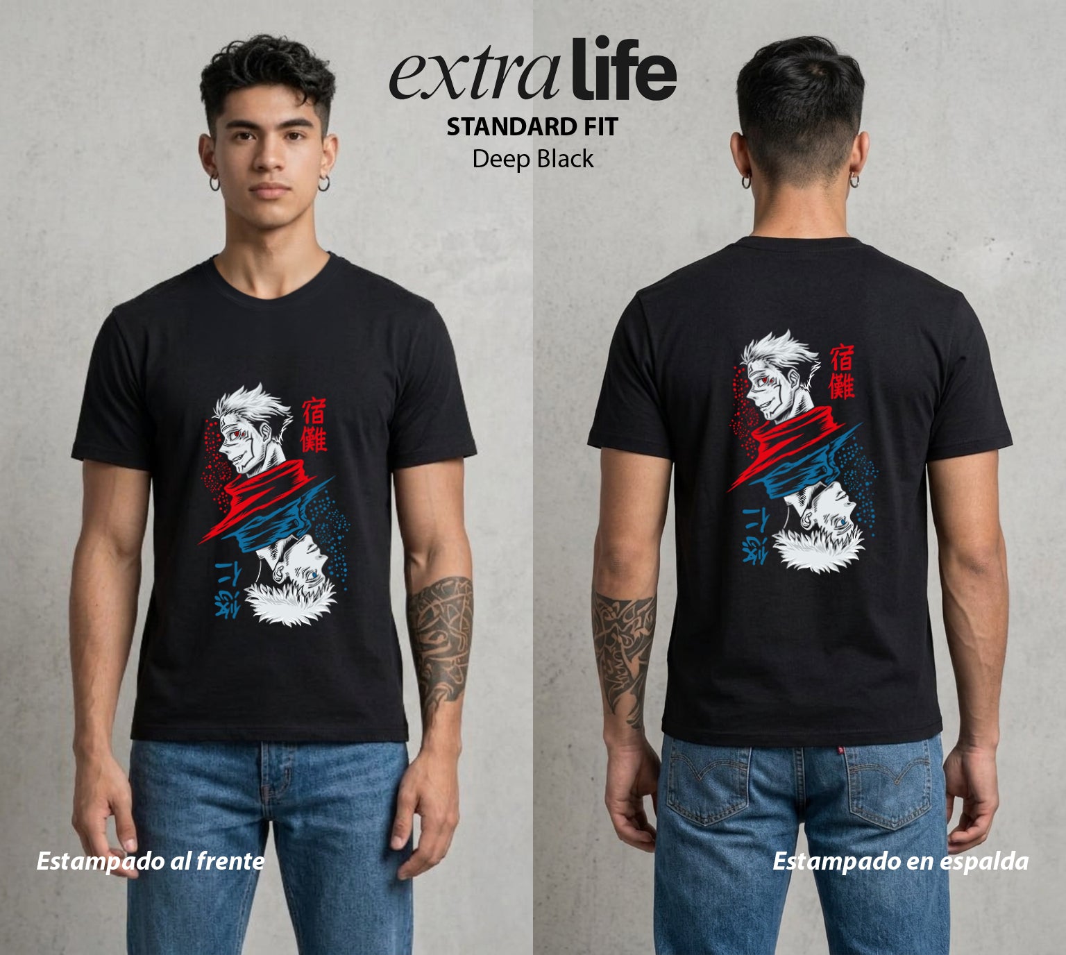 El Arte de las Maldiciones | El Corazon del Poder #01966 - Playera Standard Fit | Deep Black - Foto en modelo