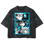 Playera streetwear premium de anime y gaming ExtraLife MX, corte boxy deluxe mineral wash heavyweight en color Acid Wash, moda urbana mexicana de culto.