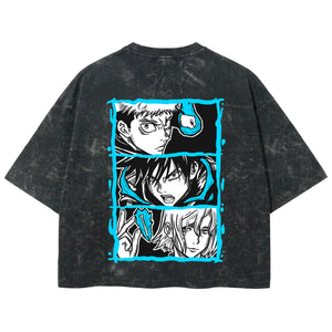Playera streetwear premium de anime y gaming ExtraLife MX, corte boxy deluxe mineral wash heavyweight en color Acid Wash, moda urbana mexicana de culto.