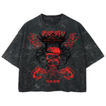 Playera streetwear premium de anime y gaming ExtraLife MX, corte boxy deluxe mineral wash heavyweight en color Acid Wash, moda urbana mexicana de culto.