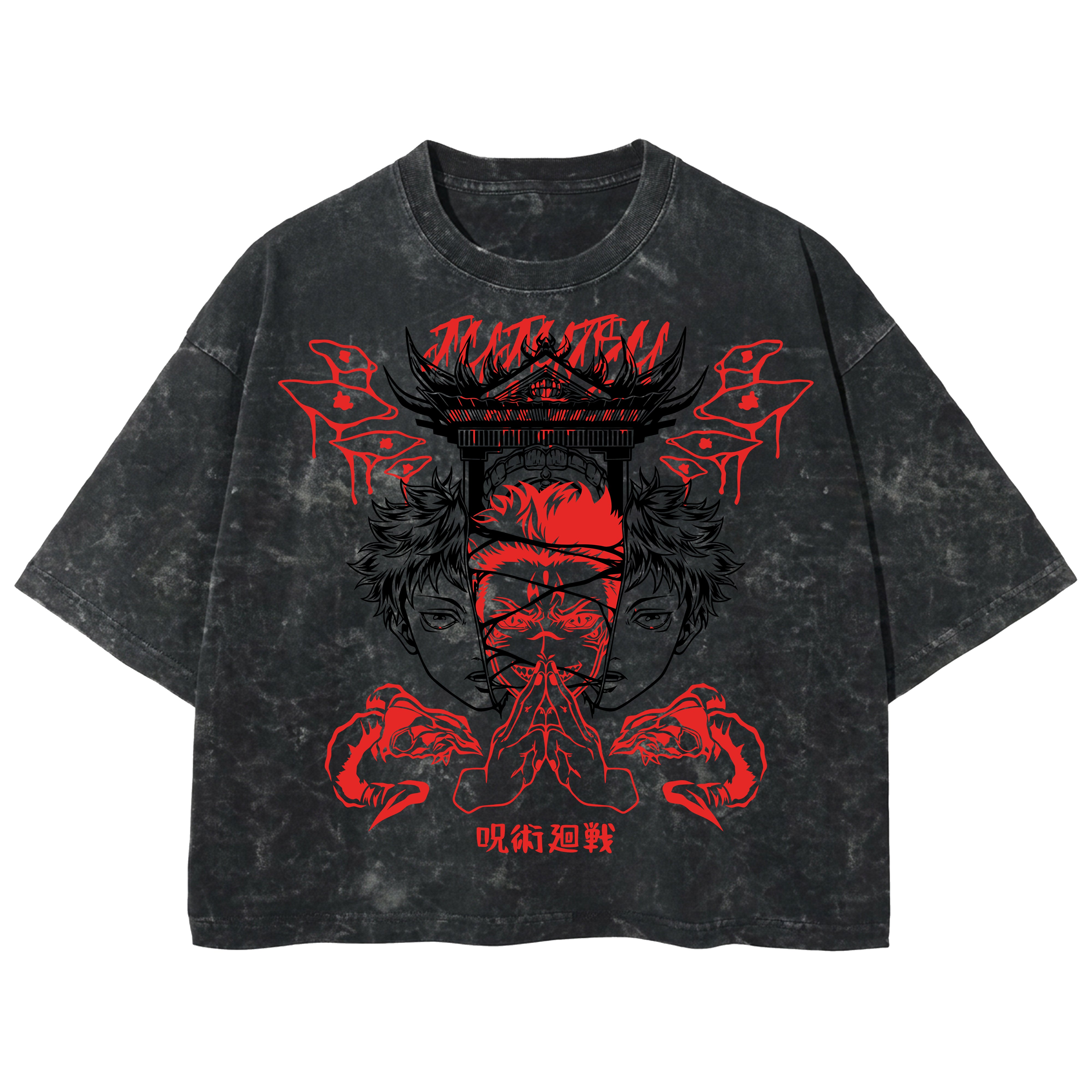 Playera streetwear premium de anime y gaming ExtraLife MX, corte boxy deluxe mineral wash heavyweight en color Acid Wash, moda urbana mexicana de culto.