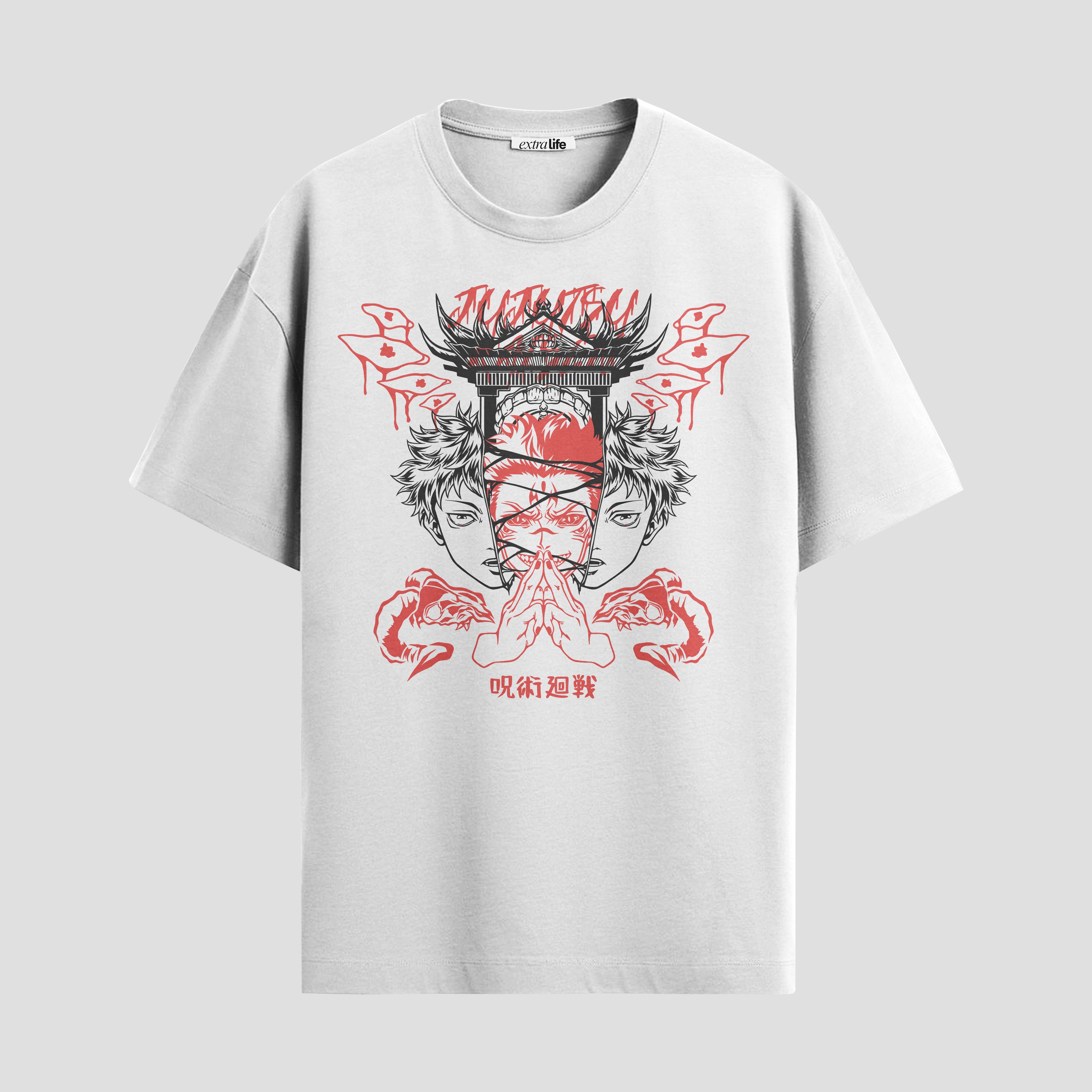 Playera urbana de anime y gaming ExtraLife MX, corte Standard Fit unisex ligero y transpirable en color Deep Black y Pure White, ropa de uso diario para gym y casual.