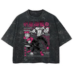 Playera streetwear premium de anime y gaming ExtraLife MX, corte boxy deluxe mineral wash heavyweight en color Acid Wash, moda urbana mexicana de culto.