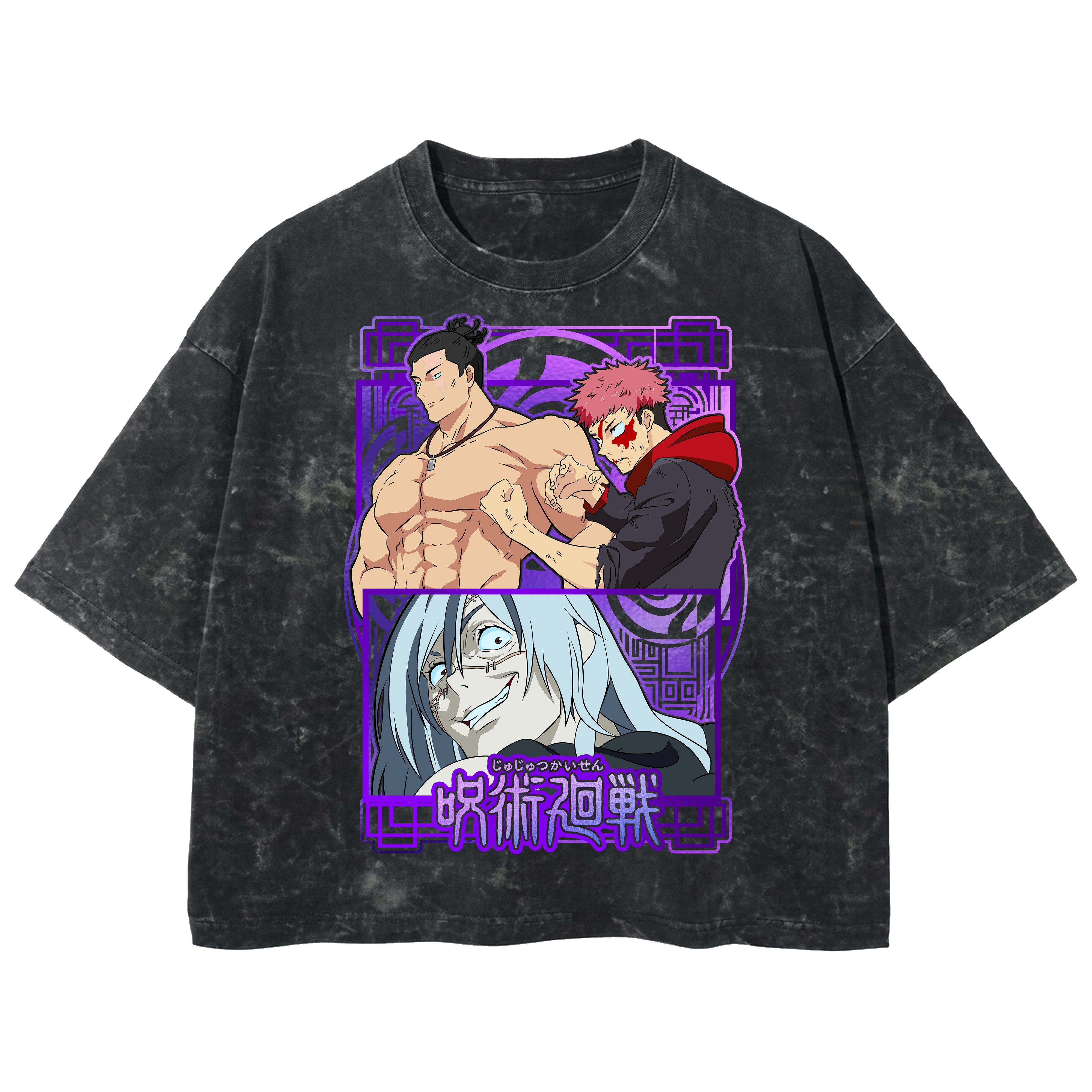 Playera streetwear premium de anime y gaming ExtraLife MX, corte boxy deluxe mineral wash heavyweight en color Acid Wash, moda urbana mexicana de culto.