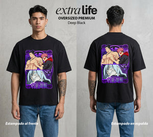 El Arte de las Maldiciones | El Alma del Caos #01972 - Playera Oversized Premium | Deep Black - Foto en modelo