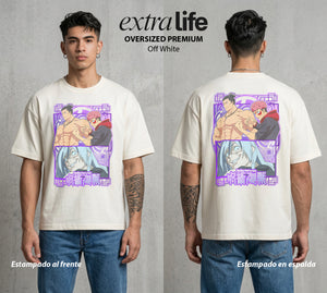 El Arte de las Maldiciones | El Alma del Caos #01972 - Playera Oversized Premium | Off White - Foto en modelo