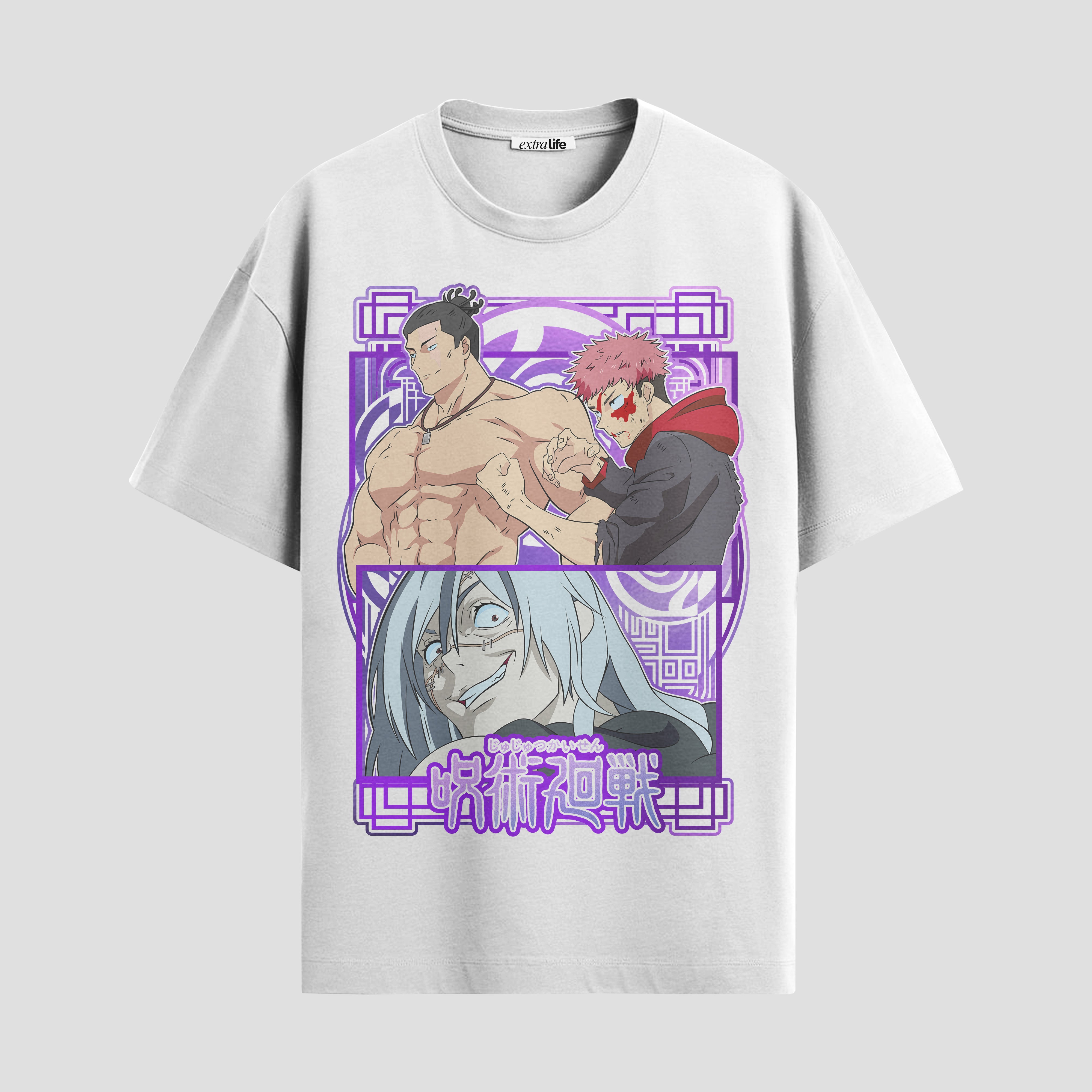 Playera urbana de anime y gaming ExtraLife MX, corte Standard Fit unisex ligero y transpirable en color Deep Black y Pure White, ropa de uso diario para gym y casual.