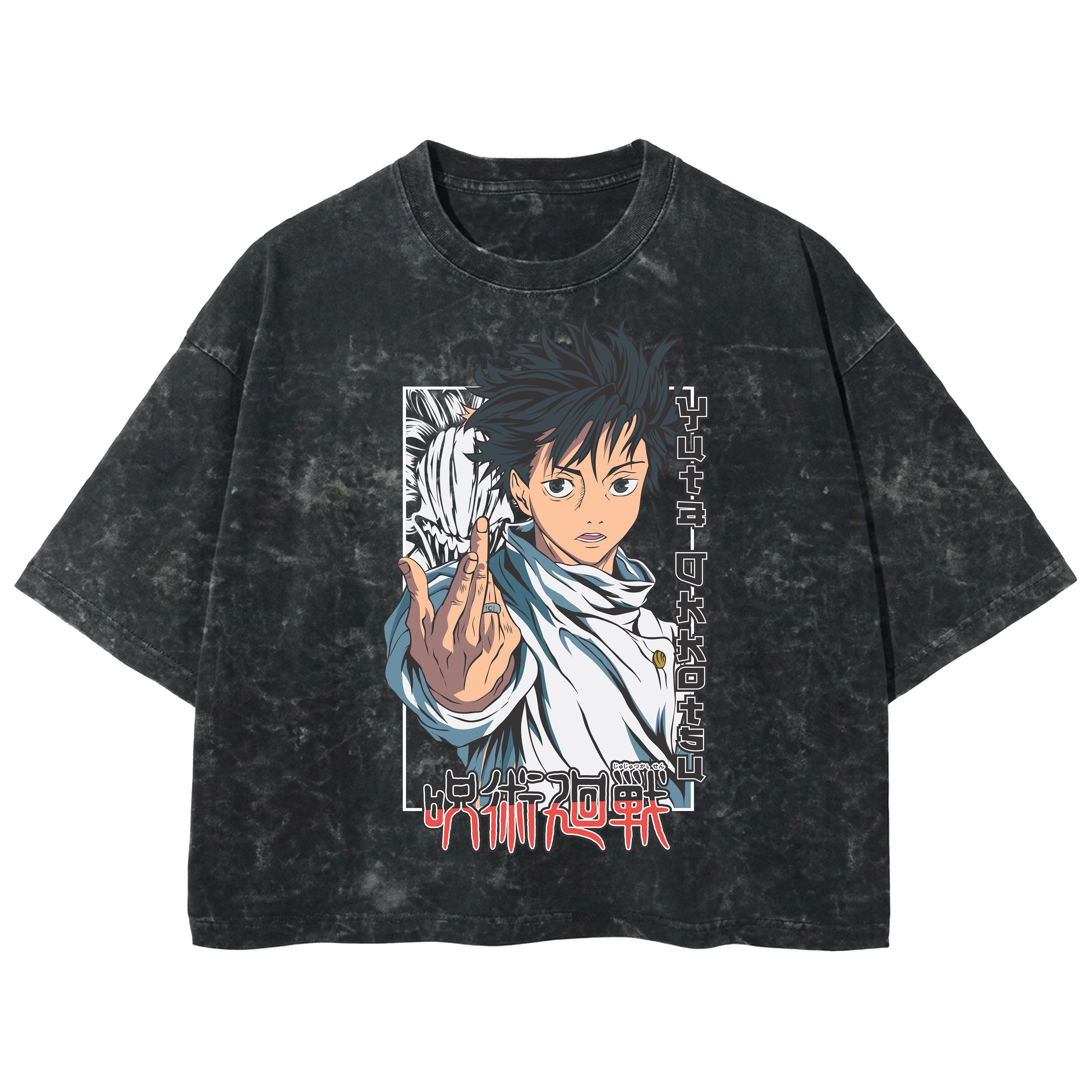 Playera streetwear premium de anime y gaming ExtraLife MX, corte boxy deluxe mineral wash heavyweight en color Acid Wash, moda urbana mexicana de culto.