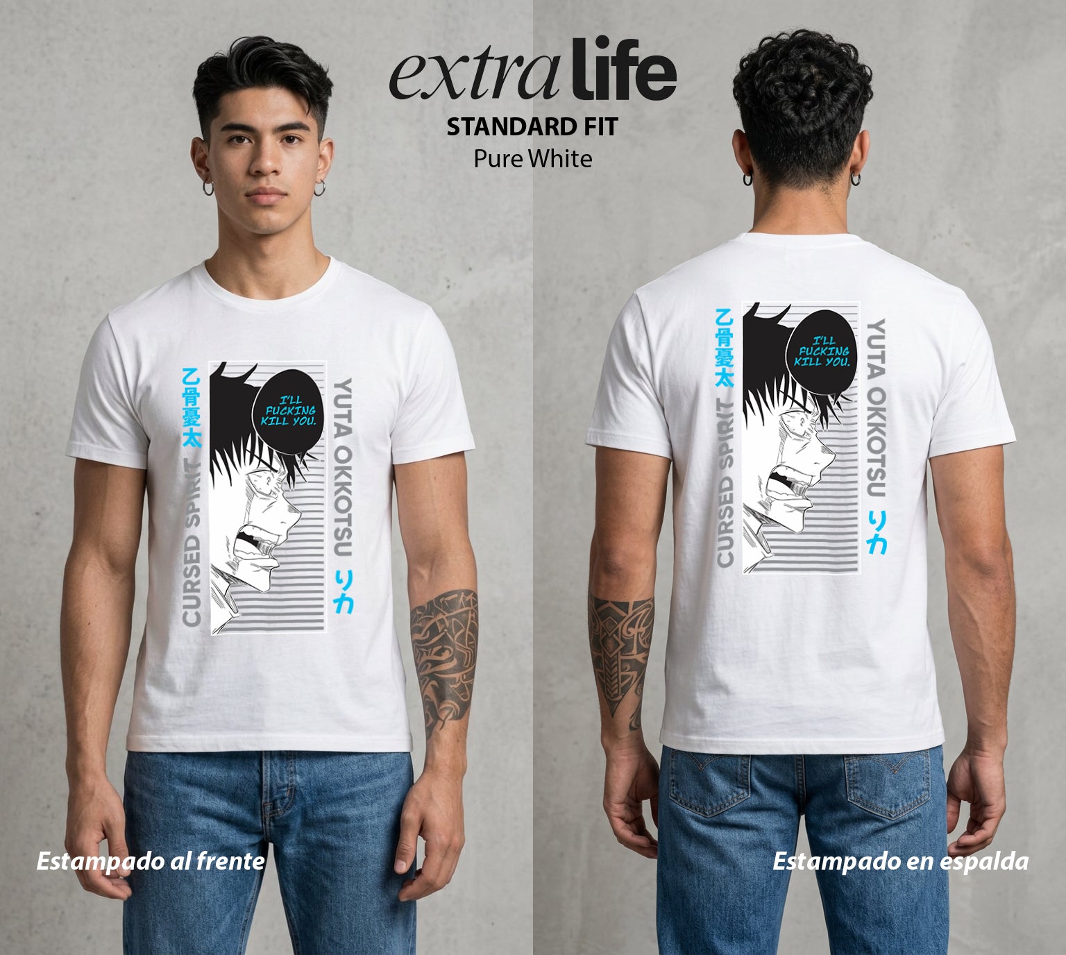 El Arte de las Maldiciones | Amor Maldito del Bien #01975 - Playera Standard Fit | Pure White - Foto en modelo