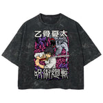 Playera streetwear premium de anime y gaming ExtraLife MX, corte boxy deluxe mineral wash heavyweight en color Acid Wash, moda urbana mexicana de culto.