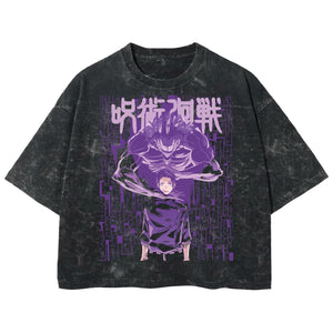 Playera streetwear premium de anime y gaming ExtraLife MX, corte boxy deluxe mineral wash heavyweight en color Acid Wash, moda urbana mexicana de culto.