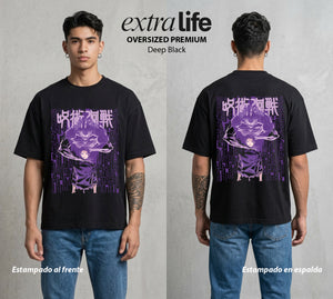 El Arte de las Maldiciones | La Reina y el Brujo #01978 - Playera Oversized Premium | Deep Black - Foto en modelo