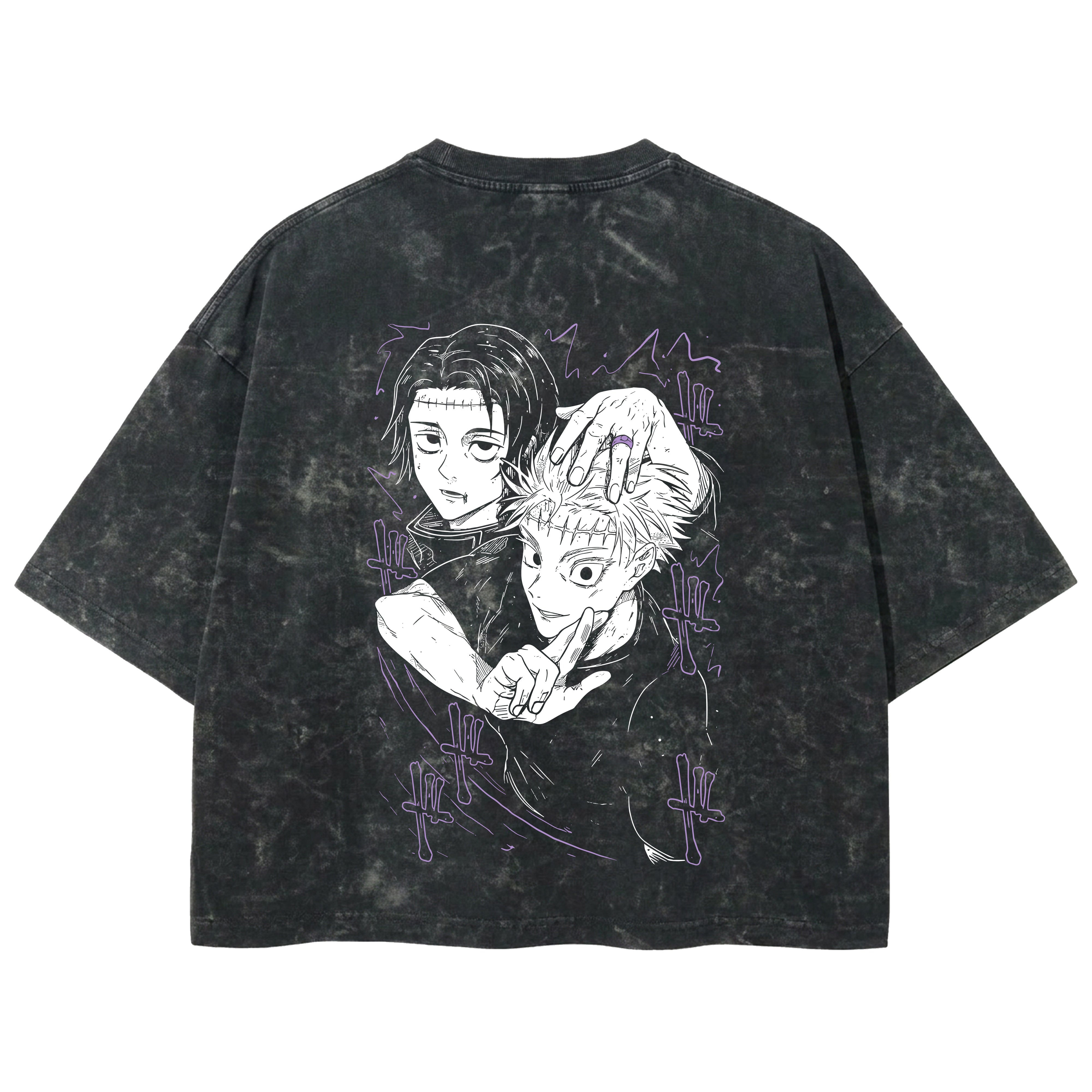 Playera streetwear premium de anime y gaming ExtraLife MX, corte boxy deluxe mineral wash heavyweight en color Acid Wash, moda urbana mexicana de culto.