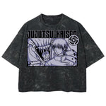 Playera streetwear premium de anime y gaming ExtraLife MX, corte boxy deluxe mineral wash heavyweight en color Acid Wash, moda urbana mexicana de culto.