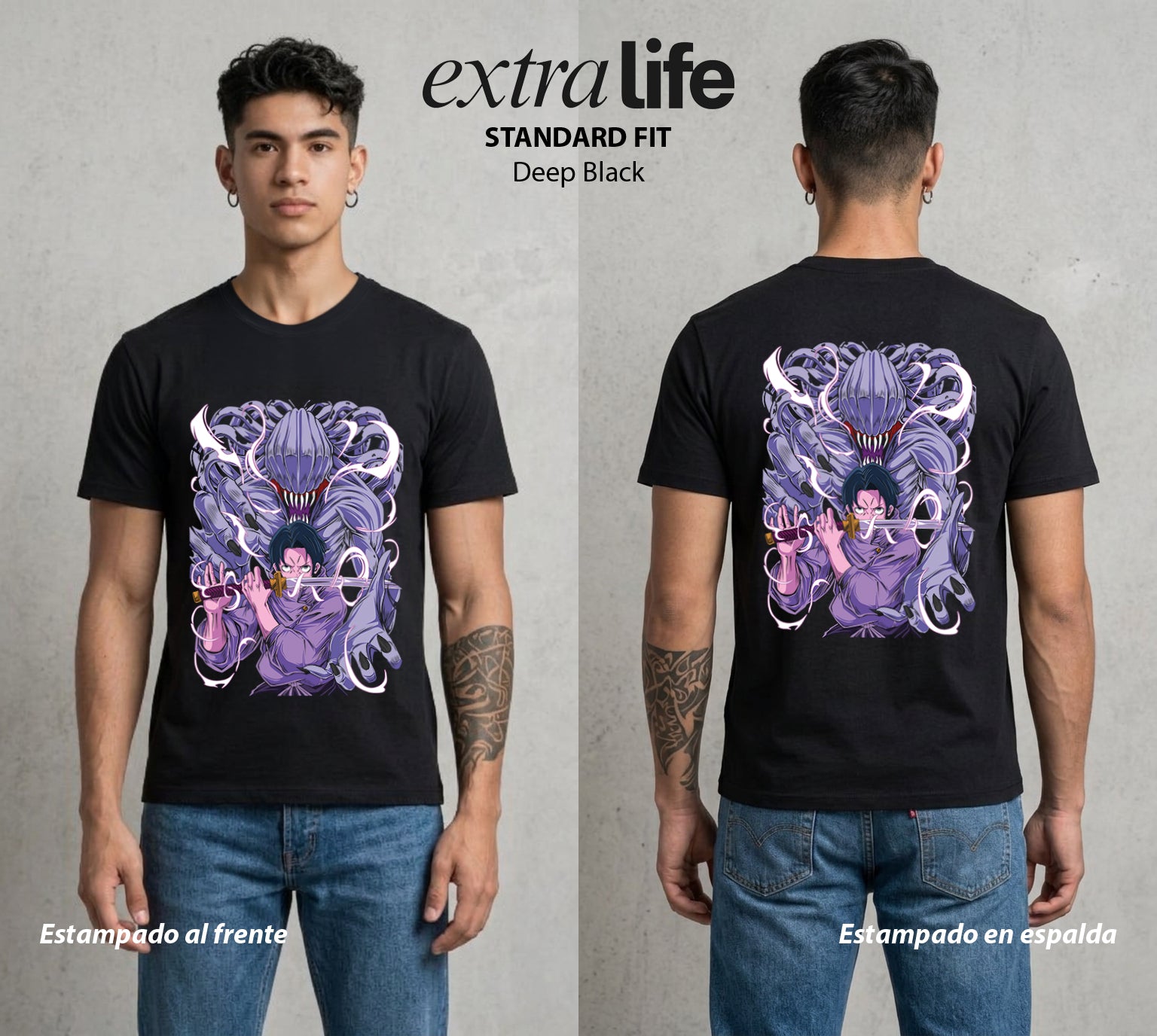 El Arte de las Maldiciones | El Gran Brujo Invertido #01981 - Playera Standard Fit | Deep Black - Foto en modelo