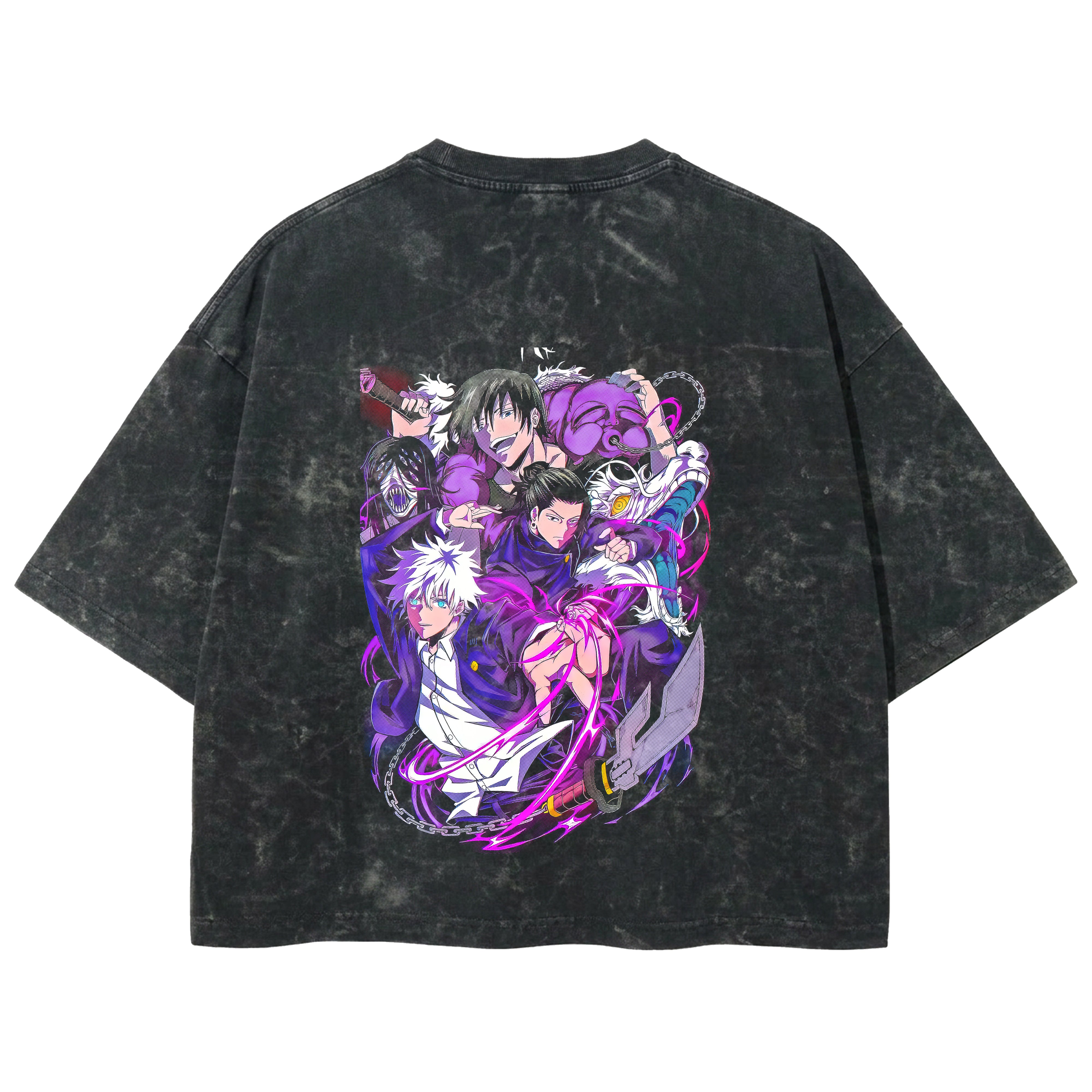 Playera streetwear premium de anime y gaming ExtraLife MX, corte boxy deluxe mineral wash heavyweight en color Acid Wash, moda urbana mexicana de culto.