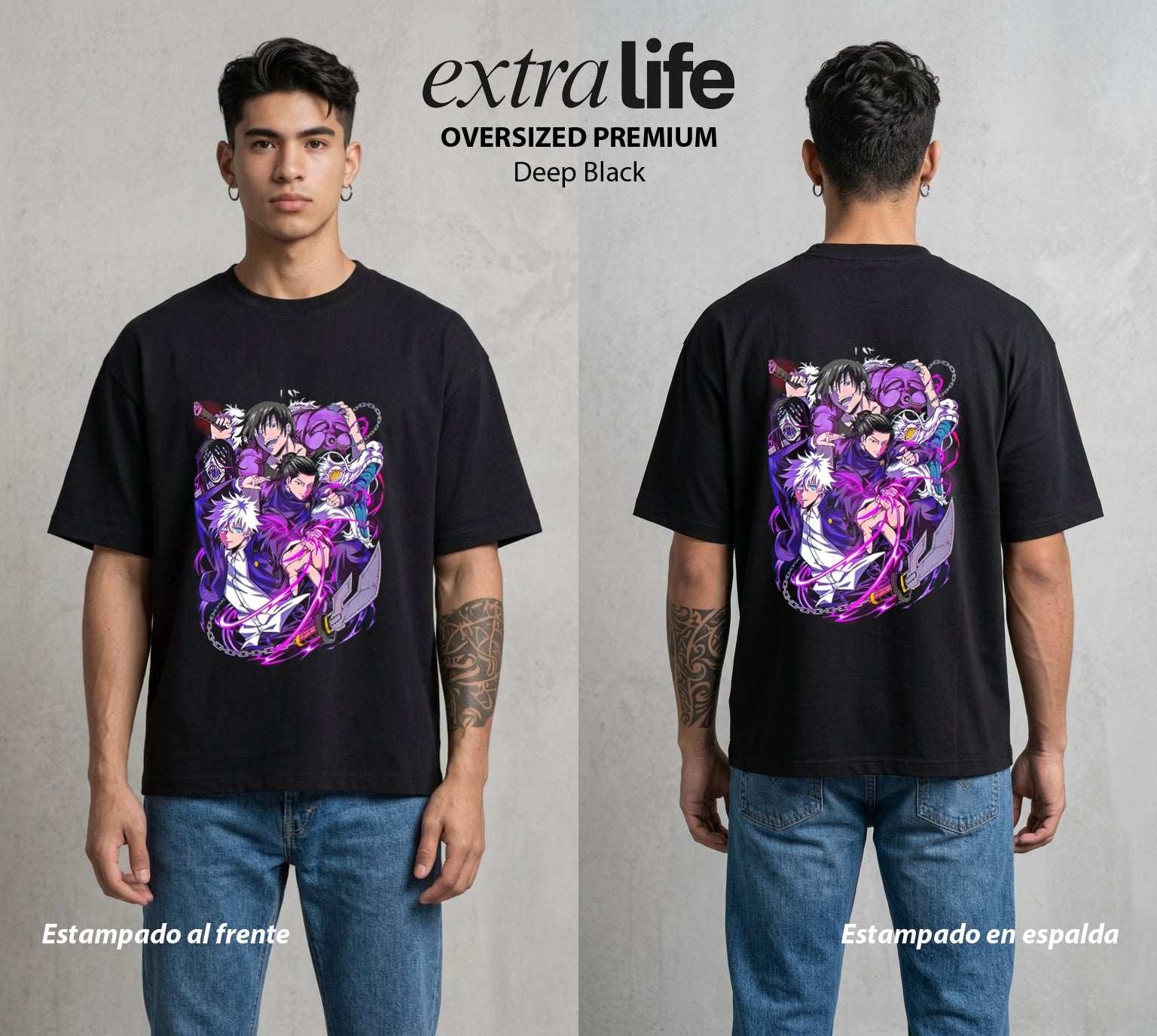 El Arte de las Maldiciones | La Maldicion del Corazon #01982 - Playera Oversized Premium | Deep Black - Foto en modelo