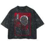 Playera streetwear premium de anime y gaming ExtraLife MX, corte boxy deluxe mineral wash heavyweight en color Acid Wash, moda urbana mexicana de culto.