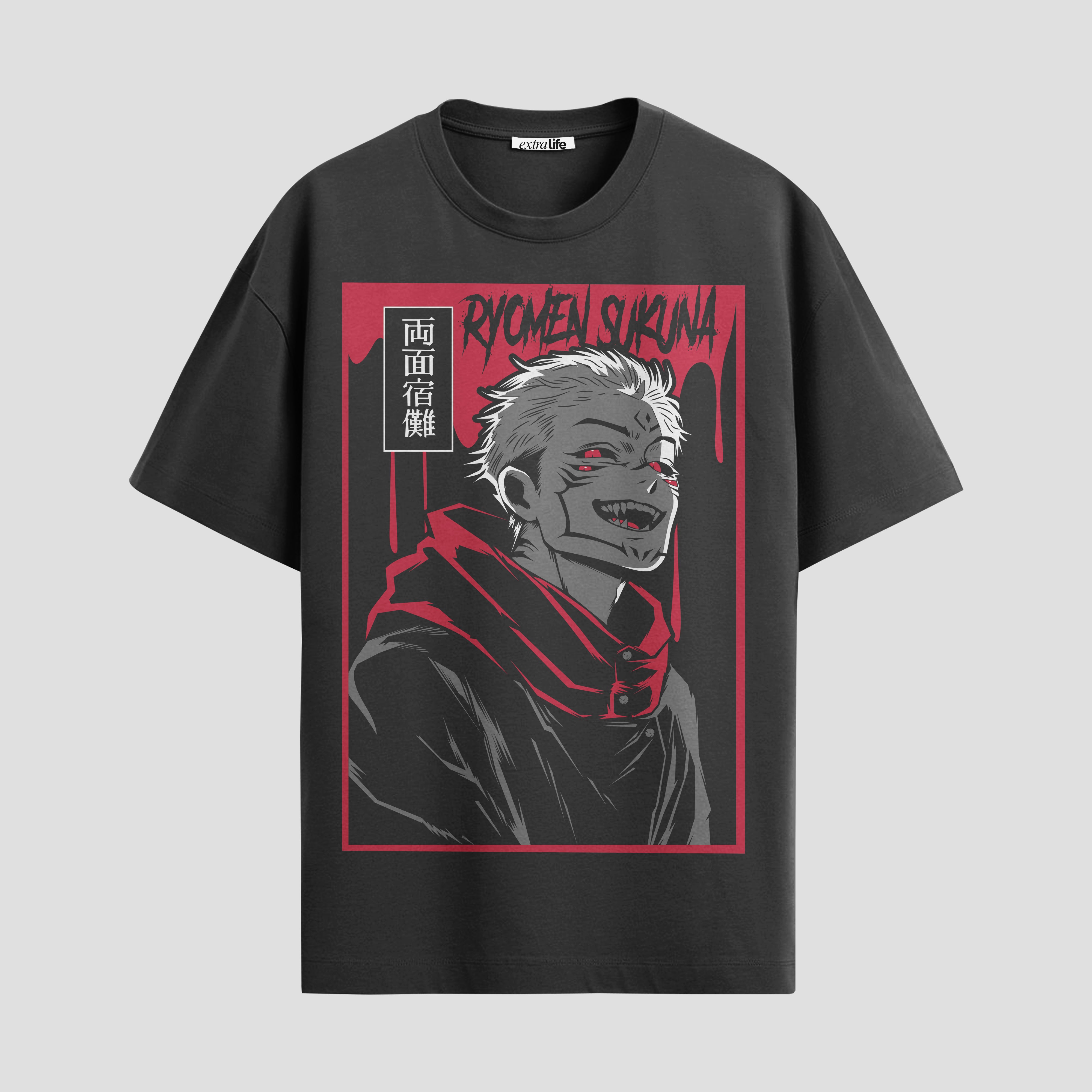 Playera urbana de anime y gaming ExtraLife MX, corte Standard Fit unisex ligero y transpirable en color Deep Black y Pure White, ropa de uso diario para gym y casual.