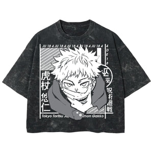 Playera streetwear premium de anime y gaming ExtraLife MX, corte boxy deluxe mineral wash heavyweight en color Acid Wash, moda urbana mexicana de culto.