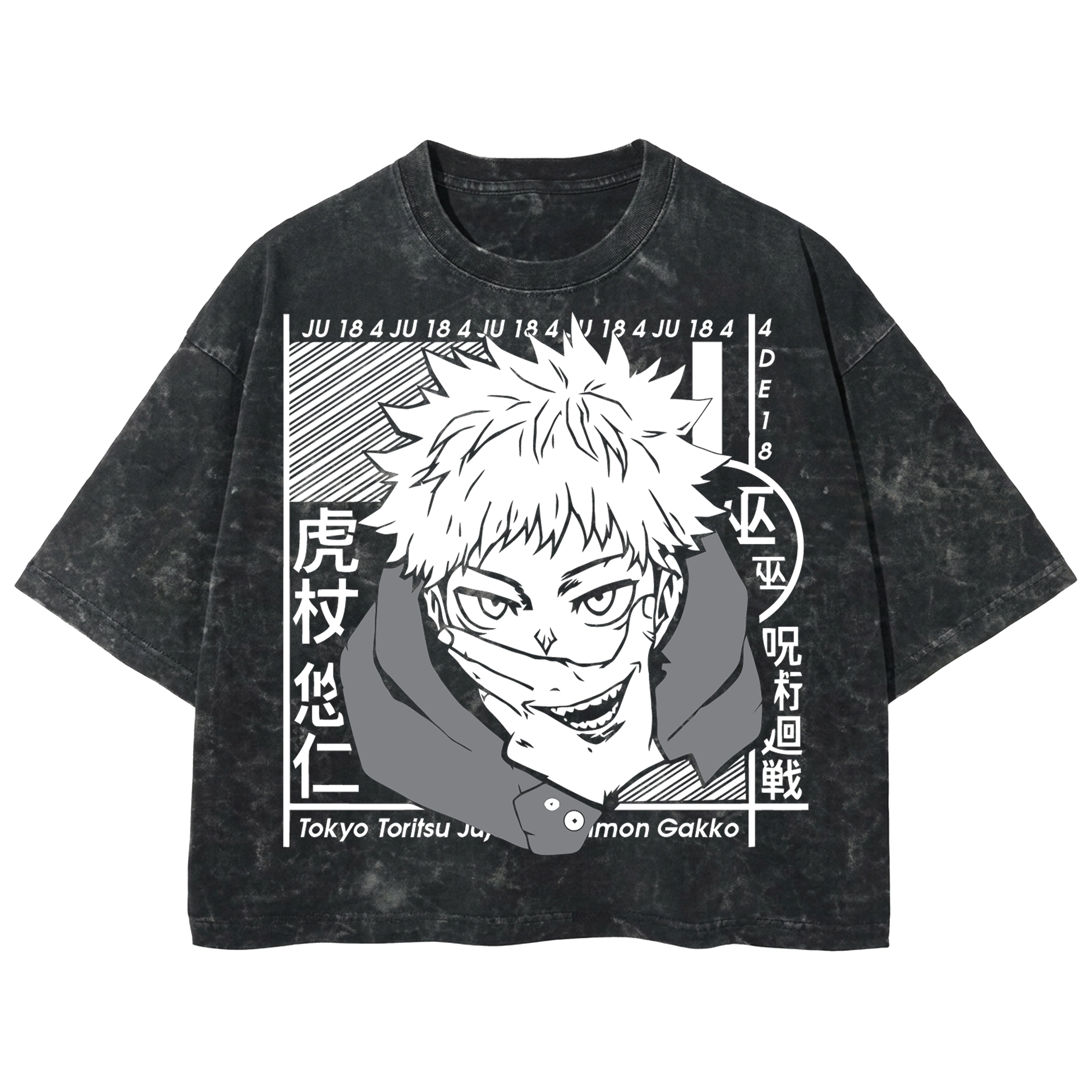 Playera streetwear premium de anime y gaming ExtraLife MX, corte boxy deluxe mineral wash heavyweight en color Acid Wash, moda urbana mexicana de culto.