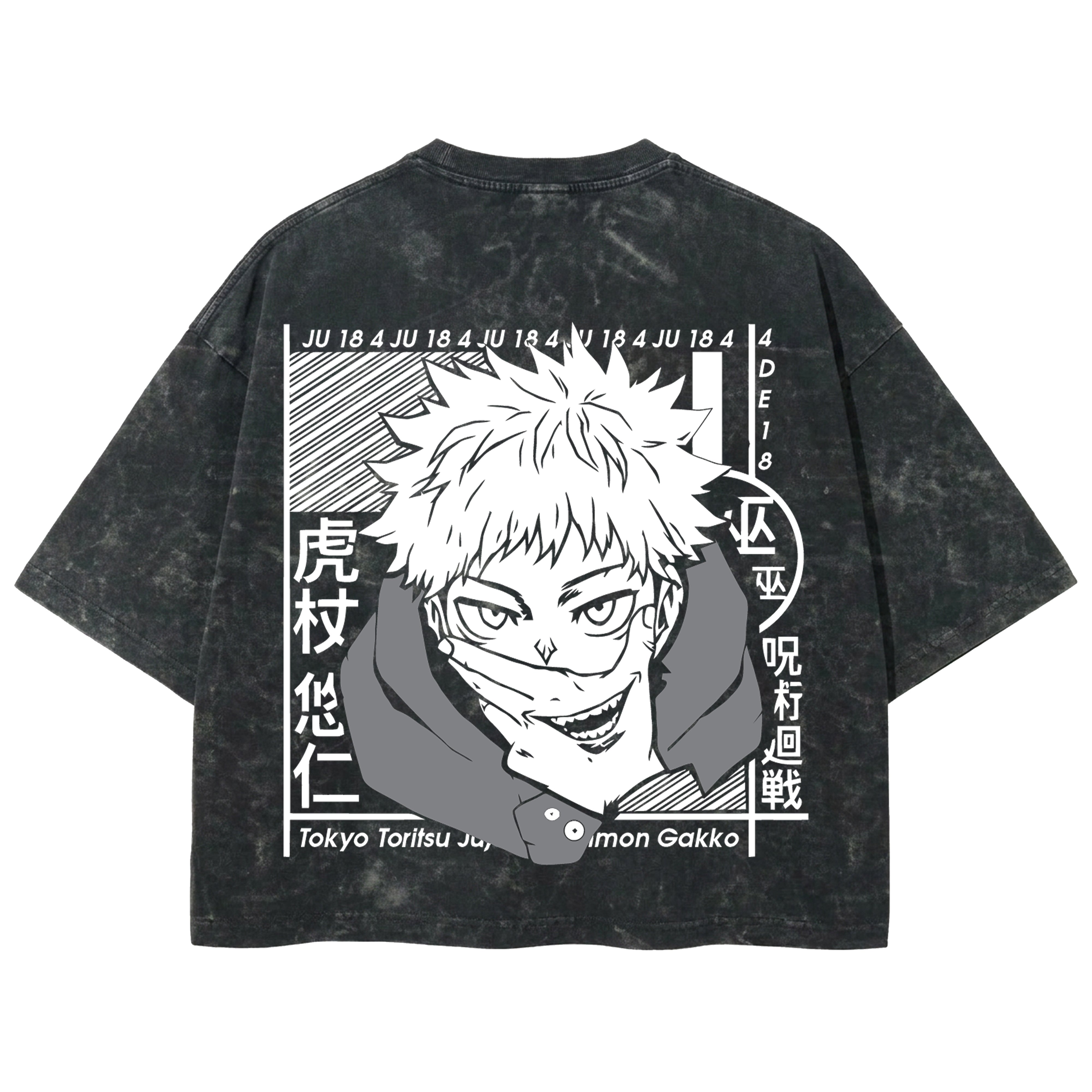 Playera streetwear premium de anime y gaming ExtraLife MX, corte boxy deluxe mineral wash heavyweight en color Acid Wash, moda urbana mexicana de culto.