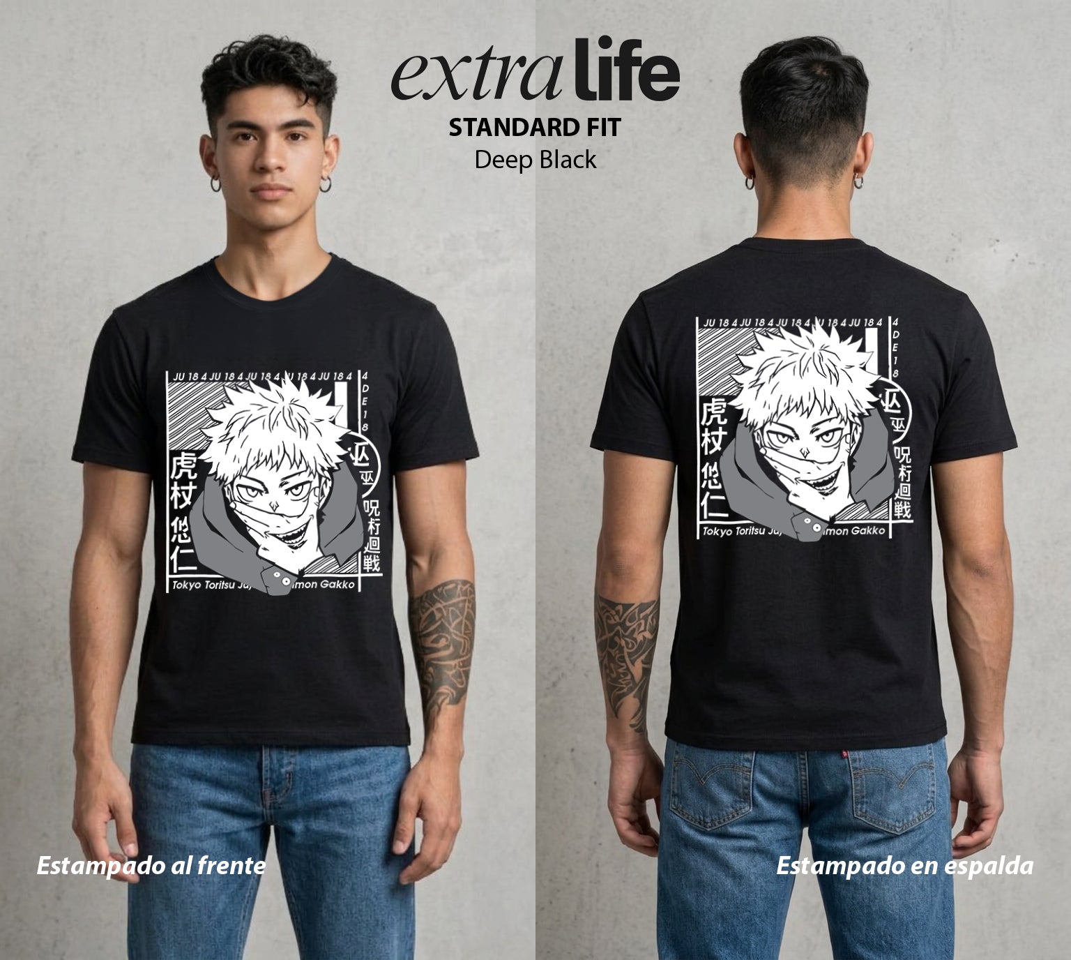 El Arte de las Maldiciones | El Arte Maldito #01984 - Playera Standard Fit | Deep Black - Foto en modelo