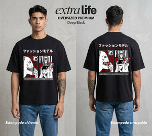 El Horror del Mangaka | El Terror Elegante #01988 - Playera Oversized Premium | Deep Black - Foto en modelo