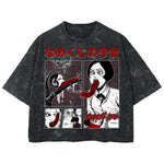 Playera streetwear premium de anime y gaming ExtraLife MX, corte boxy deluxe mineral wash heavyweight en color Acid Wash, moda urbana mexicana de culto.