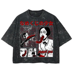 Playera streetwear premium de anime y gaming ExtraLife MX, corte boxy deluxe mineral wash heavyweight en color Acid Wash, moda urbana mexicana de culto.