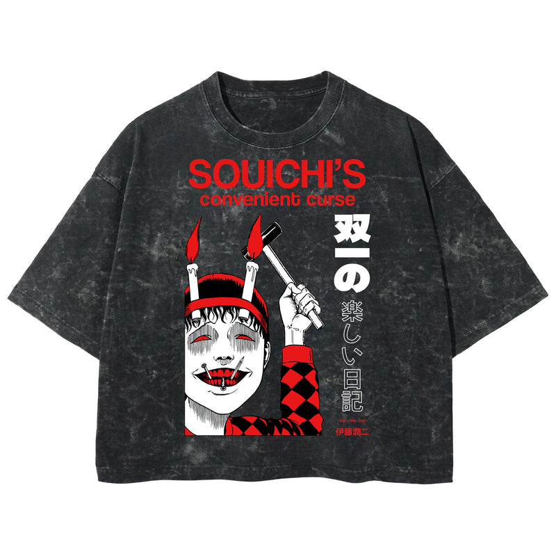 Playera streetwear premium de anime y gaming ExtraLife MX, corte boxy deluxe mineral wash heavyweight en color Acid Wash, moda urbana mexicana de culto.
