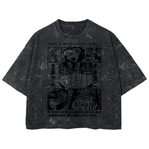 Playera streetwear premium de anime y gaming ExtraLife MX, corte boxy deluxe mineral wash heavyweight en color Acid Wash, moda urbana mexicana de culto.