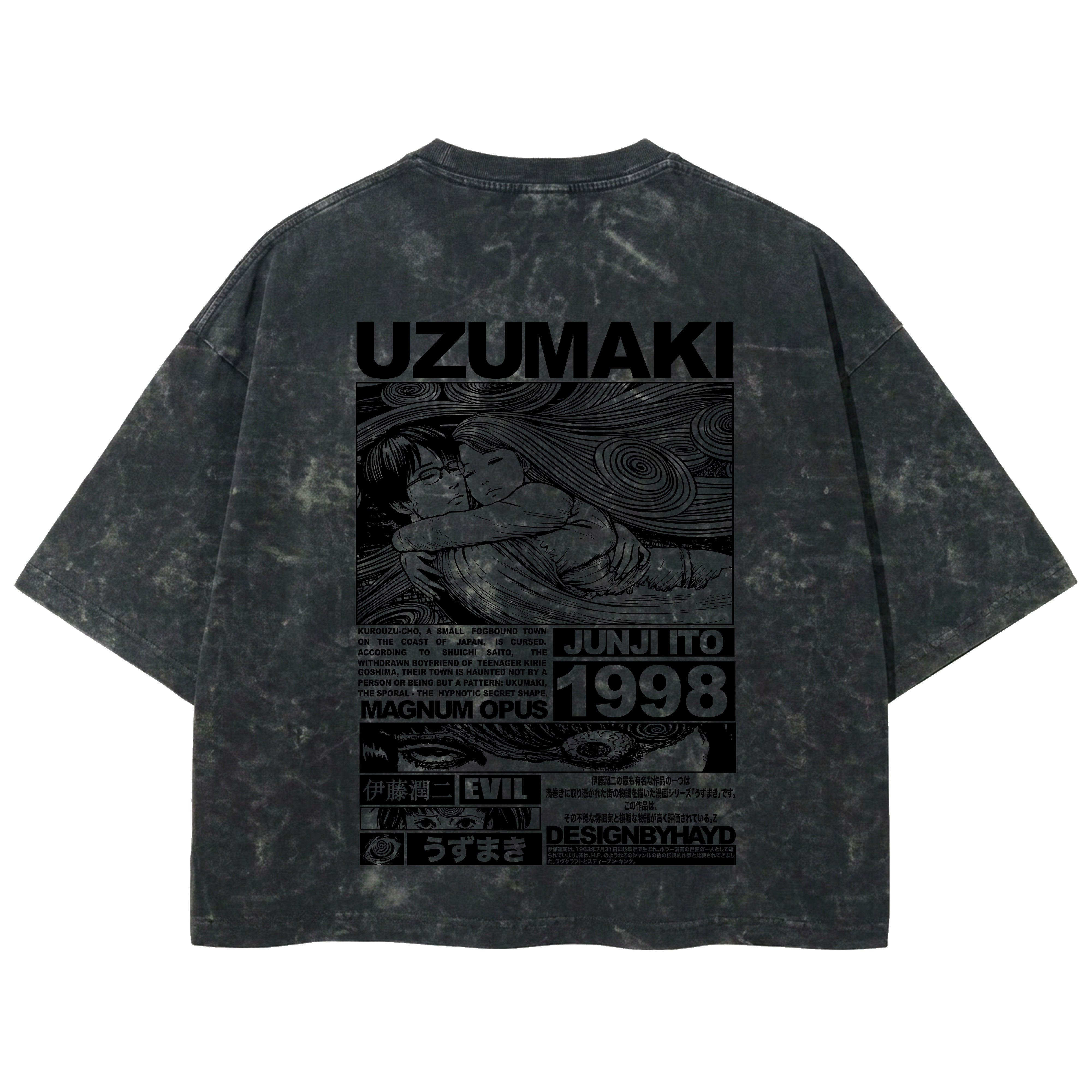 Playera streetwear premium de anime y gaming ExtraLife MX, corte boxy deluxe mineral wash heavyweight en color Acid Wash, moda urbana mexicana de culto.