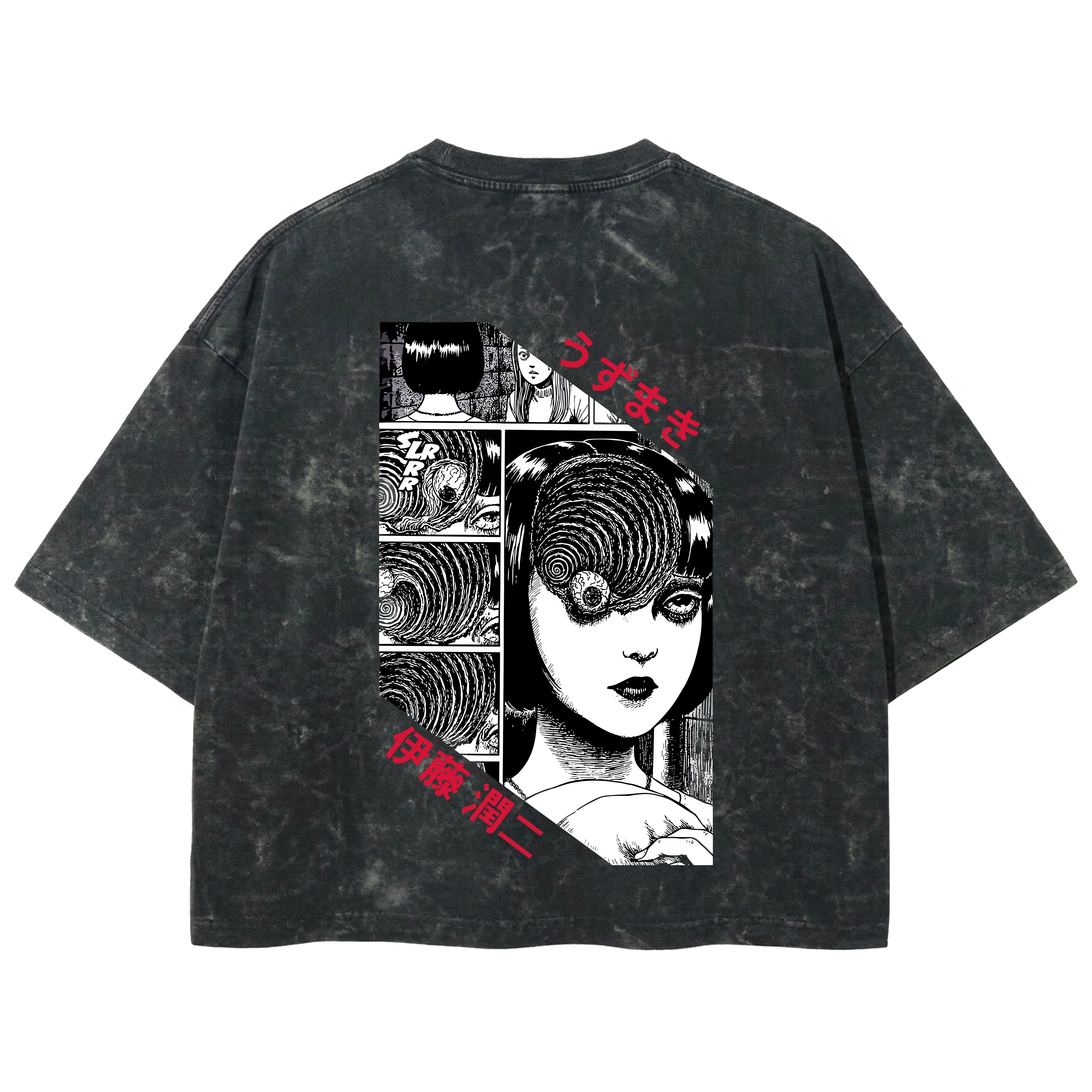 Playera streetwear premium de anime y gaming ExtraLife MX, corte boxy deluxe mineral wash heavyweight en color Acid Wash, moda urbana mexicana de culto.