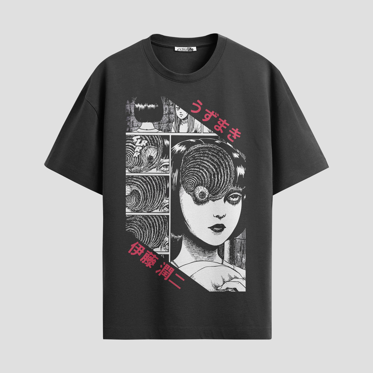 Playera urbana de anime y gaming ExtraLife MX, corte Classic Premium unisex ligero y transpirable en color Deep Black y Pure White, ropa de uso diario para gym y casual.