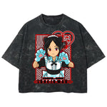 Playera streetwear premium de anime y gaming ExtraLife MX, corte boxy deluxe mineral wash heavyweight en color Acid Wash, moda urbana mexicana de culto.