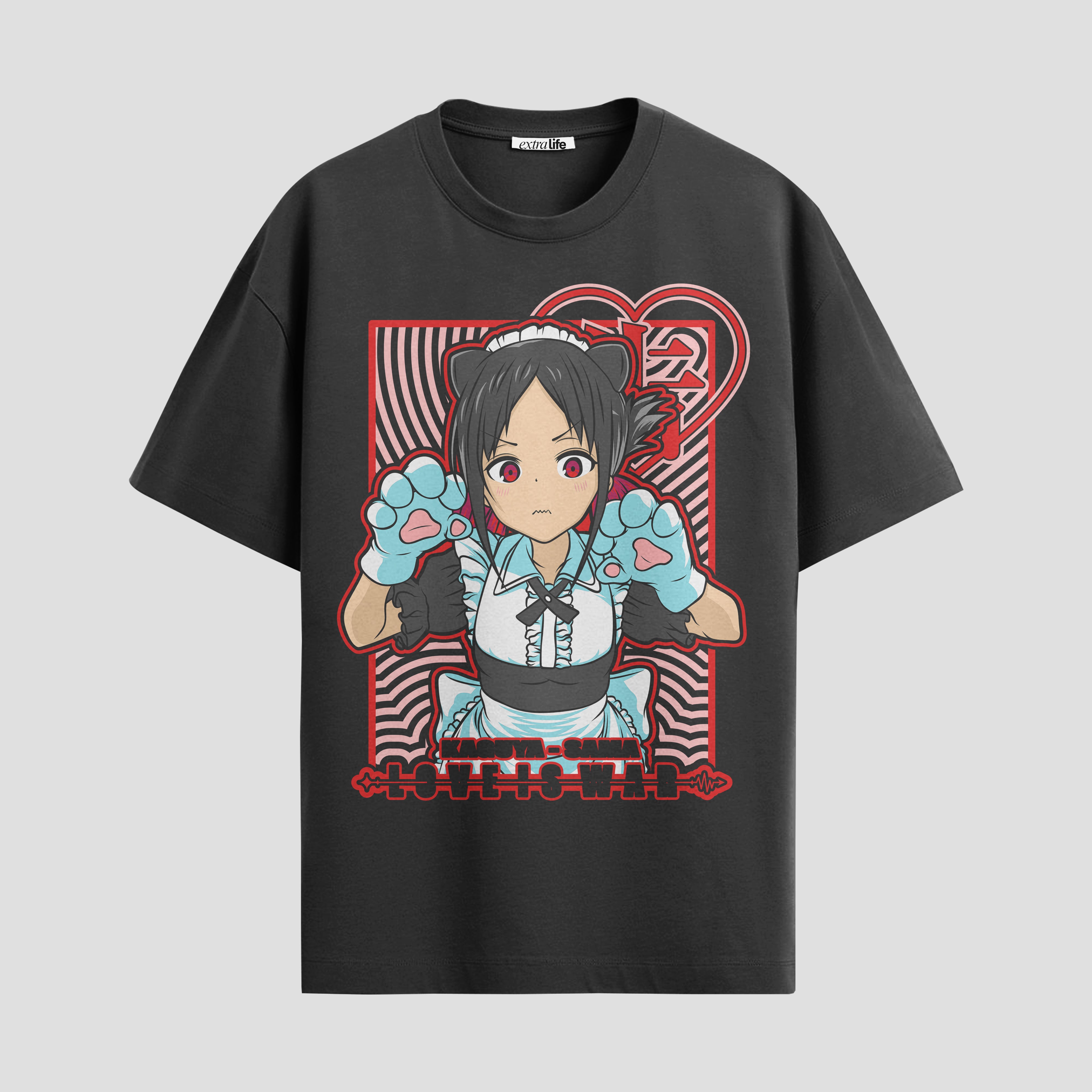 Playera urbana de anime y gaming ExtraLife MX, corte Standard Fit unisex ligero y transpirable en color Deep Black y Pure White, ropa de uso diario para gym y casual.