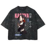 Playera streetwear premium de anime y gaming ExtraLife MX, corte boxy deluxe mineral wash heavyweight en color Acid Wash, moda urbana mexicana de culto.