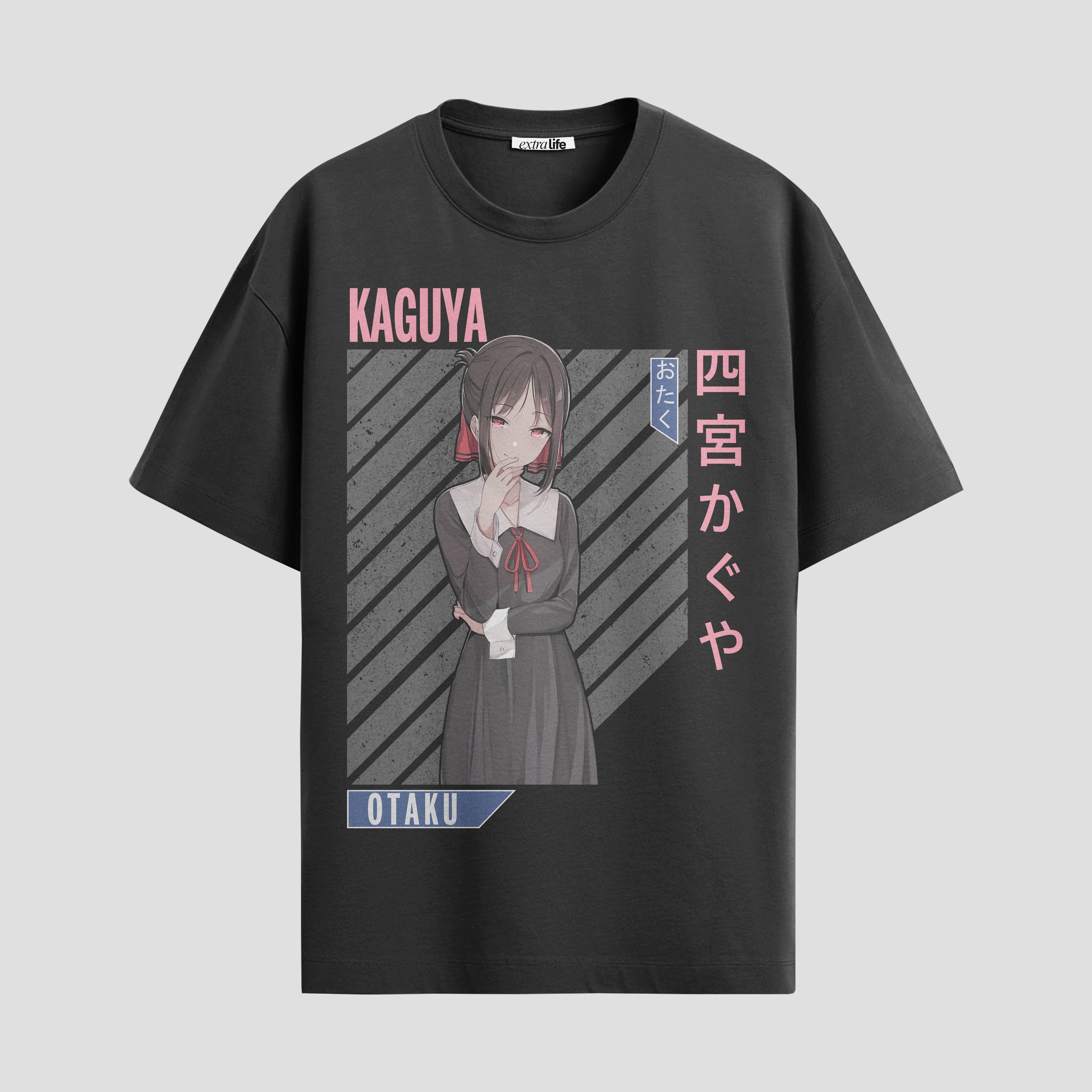 Playera urbana de anime y gaming ExtraLife MX, corte Standard Fit unisex ligero y transpirable en color Deep Black y Pure White, ropa de uso diario para gym y casual.