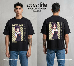 La Guerra del Corazon | La Guerra del Orgullo #02016 - Playera Oversized Premium | Deep Black - Foto en modelo