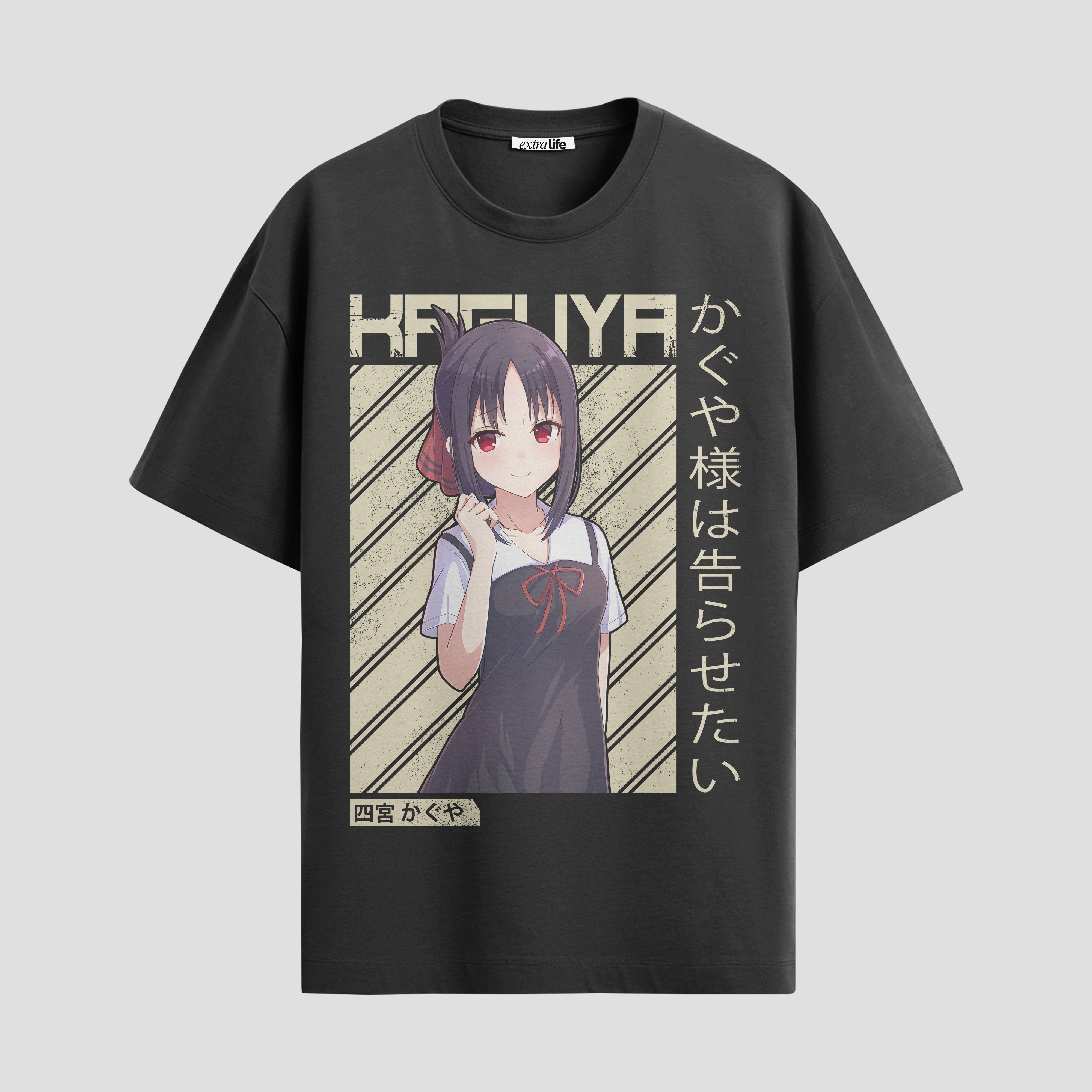 Playera urbana de anime y gaming ExtraLife MX, corte Standard Fit unisex ligero y transpirable en color Deep Black y Pure White, ropa de uso diario para gym y casual.