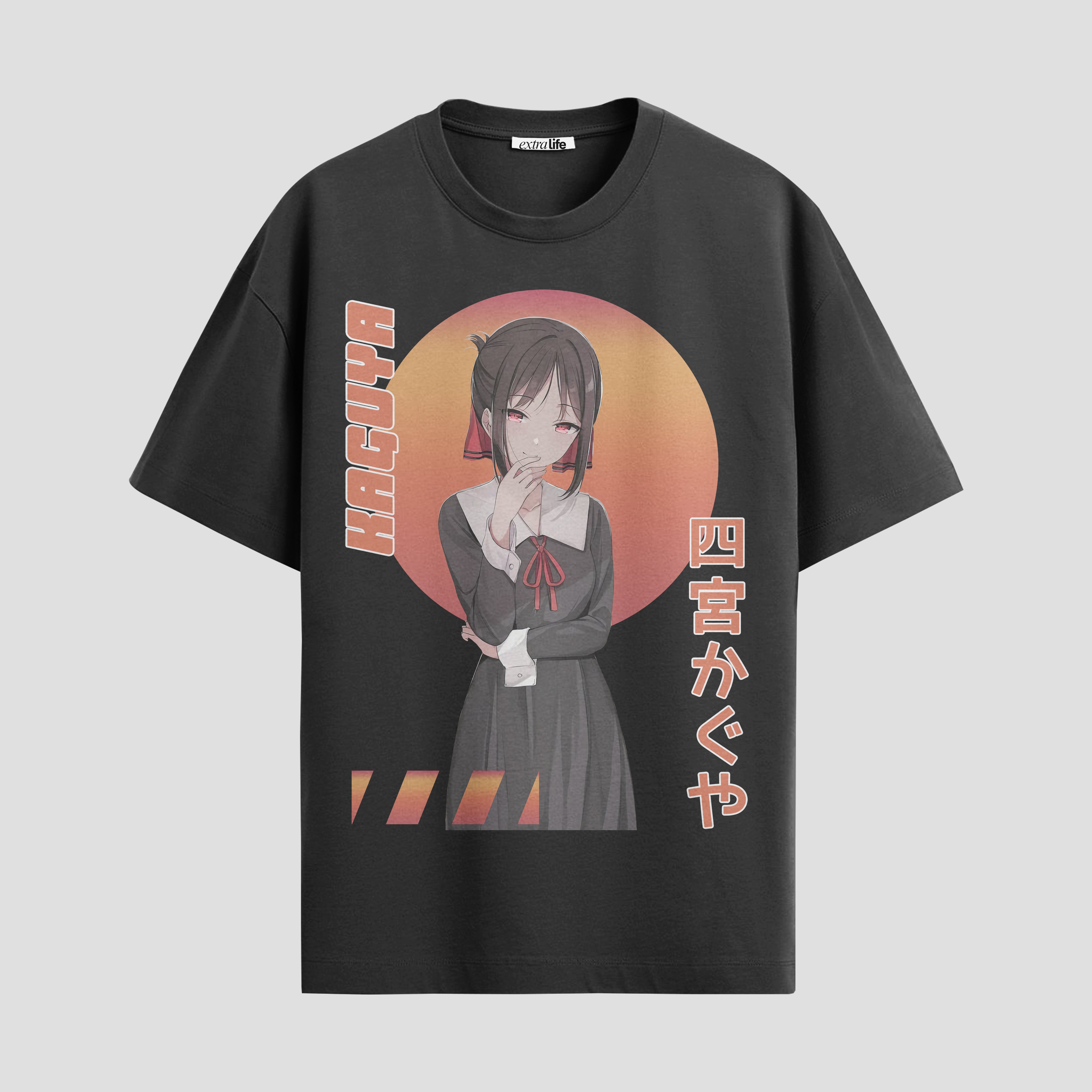 Playera urbana de anime y gaming ExtraLife MX, corte Standard Fit unisex ligero y transpirable en color Deep Black y Pure White, ropa de uso diario para gym y casual.
