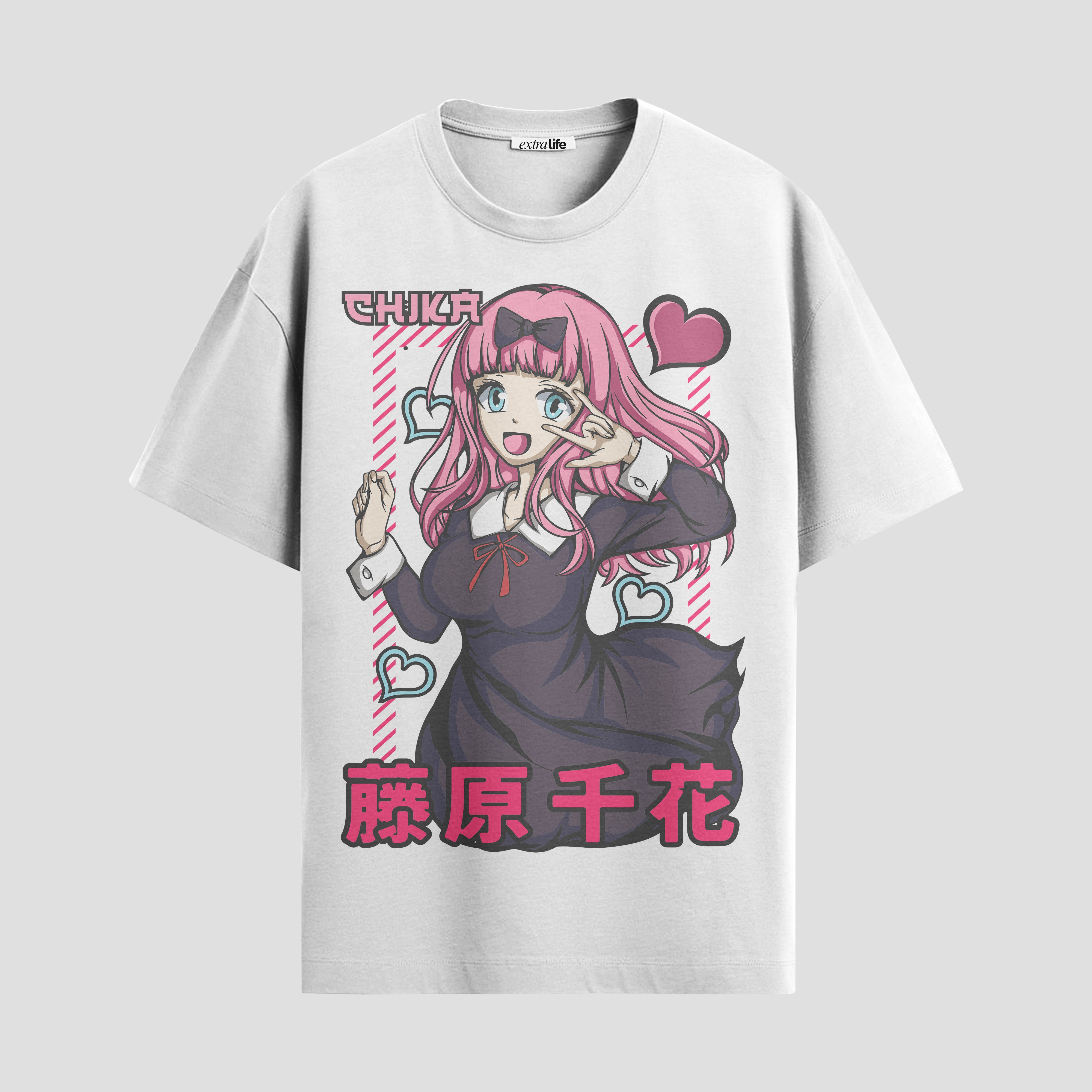 Playera urbana de anime y gaming ExtraLife MX, corte Standard Fit unisex ligero y transpirable en color Deep Black y Pure White, ropa de uso diario para gym y casual.