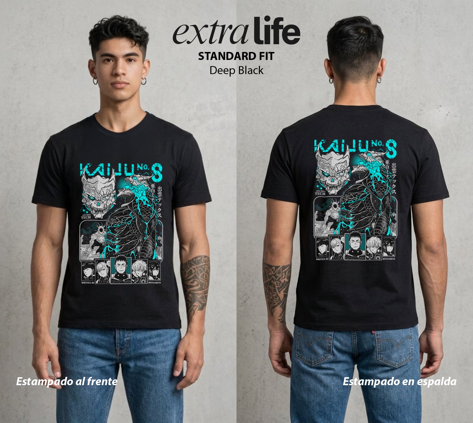 Defensa Anti-Monstruo | Los Defensores Anti-Kaiju #02023 - Playera Standard Fit | Deep Black - Foto en modelo