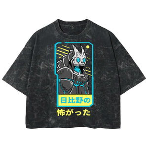 Playera streetwear premium de anime y gaming ExtraLife MX, corte boxy deluxe mineral wash heavyweight en color Acid Wash, moda urbana mexicana de culto.